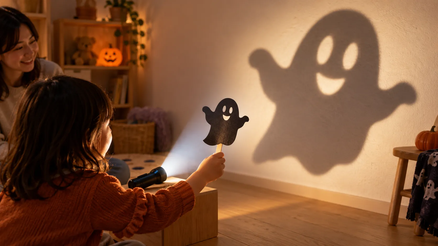 Halloween Shadow Puppets: Make Ghosts Grow with a Flashlight